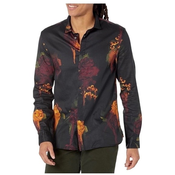 John Varvatos Other - $228 John Varvatos Rodney Long Sleeve Buttondown Cotton Floral Shirt size M NWT